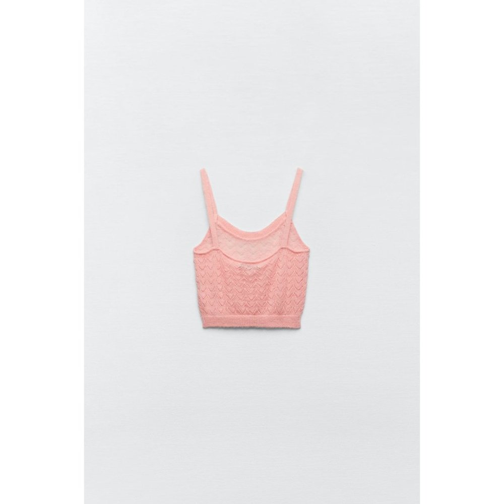 ZARA  POINTELLE KNIT TOP SIZE M